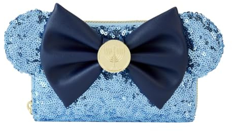 Loungefly Disney Minnie Chanukka Menora Geldbörse mit Reißverschluss – Disneybound Disney Lover , Blau, Geldbörse mit Reißverschluss