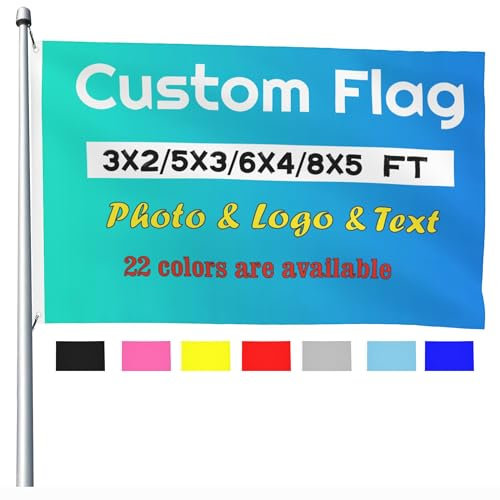 Personalised Flags 6ft x 4ft with Eyelets, Customised Photo Banner Signs Garden Flag with Text Logo, Make Your Own Design Large Flag for Team Festival Birthday Holiday Christmas