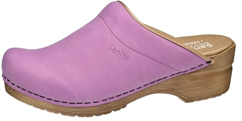 Sanita | Segan offener Clog | Original handgemacht für Damen | Microfaser Schuhschaft Vegane Wahl | Anatomisch geformtes Fußbett mit weichem Schaum | Dunkelrosa | 42 EU