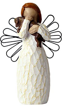 MODUDY Engel der Freundschaft,Engel des Gartens, Geformte Handbemalte Figur Engel Ornament Skulptur Geschenk, Geformte Handbemalte Figur(Holzschnitt-Engel)