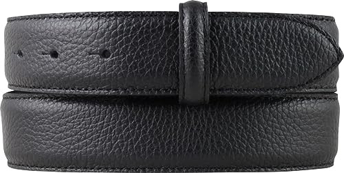 BELTINGER Wechselgürtel aus gemasertem Leder mit Steppnaht ohne Schnalle 3,5cm | Modischer Druckknopf-Gürtel mit Pigmentprägung 35mm Damen Herren