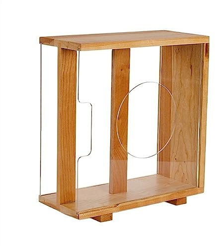 CD Halter Aufbewahrungsbox for Schallplatten, Aufbewahrungsbox for Schallplatten mit Massivholzrahmen und ausziehbarer Acrylabdeckung, Vintage-Albenhalter, Aufbewahrungswürfel for Schallplatten DVD Ha