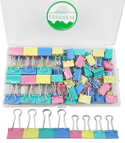 FZGUSYAF 72 Metallo Clip 15/19MM Colorate Molle Fermacarte per Ufficio Scuola Home