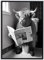 JINZUNRUI JZR-Animal Badezimmer Deko Bilder, Schwarz-weiß Bad Poster A4 Wandbilder, Hochlandrind auf WC Toilette Wand Deko, Lustige Leinwand Badezimmer Bilder- Ohne Rahmen