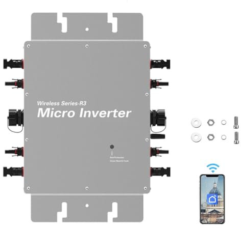 Lakenbroade Micro-onduleur 1600 W, onduleur Solaire Intelligent WiFi pour Centrale électrique de Balcon, onduleur PV pour 2 Panneaux solaires/IP67/App/MPPT