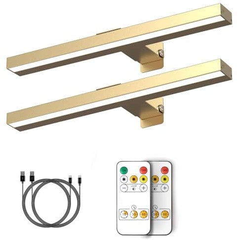 MIOBLUE Kabellose Bilderleuchte mit Fernbedienung, Bilderlampe mit Fernbedienung, 16 Zoll Wiederaufladbare Dart beleuchtung Malleuchte mit 3 Beleuchtungsmodi zum Malen Art, Vollmetall (2Pack)