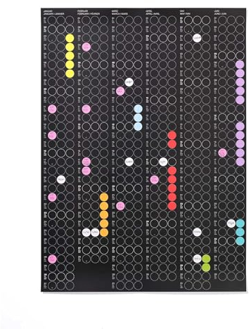 dot on Halbjahresplaner 2025 mit bunten Klebepunkten - Wandplaner Designkalender DIY Kalender Wandkalender Kalender selbst gestalten Kalender Halbjahresplaner Sticker 2025