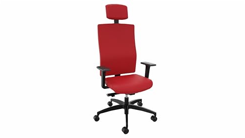 Dauphin SIM-O Bürostuhl mit Nackenstütze, voll gepolsterter Sitz- und Rückenlehne, Verstellbarer Sitzhöhe und Federkraft, Syncro-Quickshift-Mechanik, adaptiver Schiebesitz (Rot (077.040))
