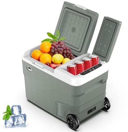 Alpicool Car Refrigerator 12V Fridge Freezer 38L, Portable Freezer Dual Zone Electric Cooler Box for Car 12V/24V 100-240V Portable Fridge for Camping Trip(-20℃-20℃)
