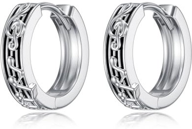 StoryEtain Musiknoten Creolen für Damen 925 Sterling Silber Notenschlüssel Ohrringe Musik Spektrum Creolen Musikschmuckgeschenke für Jungen Mädchen Kinder