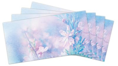 50 Elegante Briefumschläge mit zartem Blumendesign in Pastellfarben, aquarell blaue Blumen. Ideal für Einladungen, Dankeskarten, Korrespondenz, persönliche Briefe DIN lang (22 x 11 cm) selbstklebend