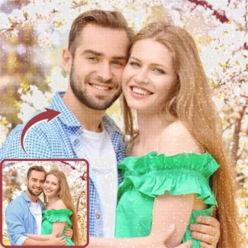 Diamond Painting Eigenes Foto, Personalisiertes Selbst Gestalten 5D, Volldiamant-Design, DIY Privat Bild Geschenke für Zuhause Dekoration, 30x30cm