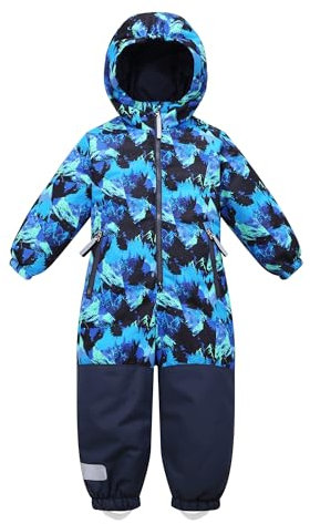 Owntop Schneeanzug Kinder Unisex, Schneeoverall Mädchen Jungen, Winddicht Wasserdicht Skianzug mit Kapuze Reißverschluss 98-122