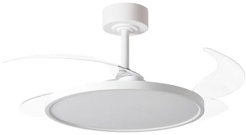 BEL AIR HOME - Ventilatore da soffitto SLIM - Motore DC silenzioso - Pale pieghevoli - Luce LED 36W regolabile 3000K-6500K - Telecomando incluso - Design moderno, Bianco