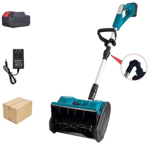 Pala Da Neve a Batteria, Spazzaneve Elettrico Pieghevole Con 2 Batterie, Lunghezza Del Corpo E Direzione Di Lancio Regolabili, Spazzaneve a Batteria Per Strade Scolastiche E Vialetti