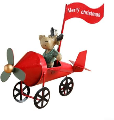 Hanging Joy Nostalgische Retro-Weihnachtsdekoration mit Weihnachtsmann-Flugzeug-Handwerkskunst (B)