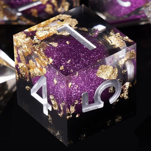 ORUZA 7 Stück Polyedrische DND Würfel Set Liquid D&D Core Würfel D4 D6 D8 D10 D12 D20 D% Treibsand Spielwürfel für Dungeons and Dragons RPG MTG Pathfinder Rollenspiele Spielwürfel