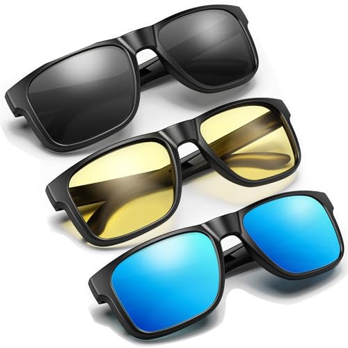Polarized Sunglasses/Night Driving Glasses for Men Women, UV400 Retro Glasses Unisex Classic Ultralight, with Eyeglasses Cloth Sack & Cleaning Cloth, Suitable for Traveling, Cycling, Driving, Fishing