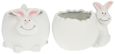 POPETPOP 2stücke Blumentopf Für Sukkulenten Keramik Übertopf Mit Kaninchen-Design Gartenbedarf Weiß Für Zuhause Und Bürodekoration