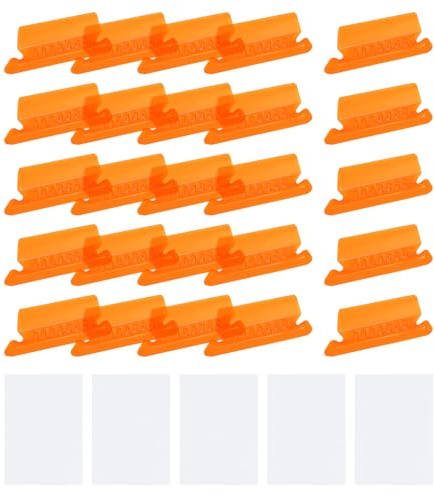 QUARKZMAN Hängeordner Tabs, 50,8mm Einsteckbare Registerkarten und Einlagen, Transparente Kunststoff Aktenordner Etiketten, Ablage für Ordner Schnelle Identifizierung, Orange, 50 Stück