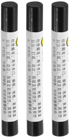 sourcing map Furniture Repair Crayons, 3Pcs - Wood Wax Filler Stick, Furniture Markers Touch Up - for Scratches Holes Tables Desks Wooden Floors Cover Ups, Black
