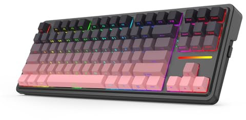 Redragon K728 PRO 80% Wireless Gasket Gaming Keyboard, 3-Mode 87 Keys TKL Mechanical Keyboard w/South-Facing LED & Hot-Swap Socket, 5-Layer Noise Dampening, Custom Linear Switch, PBT Gradient Keycaps
