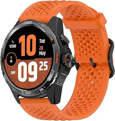 Compatible con TicWatch Atlas,20 mm,22 mm,24 mm, Nueva correa de silicona con hebilla de metal compatible con Ticwatch Atlas,Pro 5 Enduro,Pro 5,Pro 3 Ultra BT/ LTE version,Pro,E2,E3 (Naranja, 24mm)