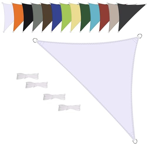 Toldo Vela de Sombra Triángulo equilátero 2x2x3m Impermeable Protección Rayos UV para Exteriores, Pergola, Jardín,Terrazas-Blanco