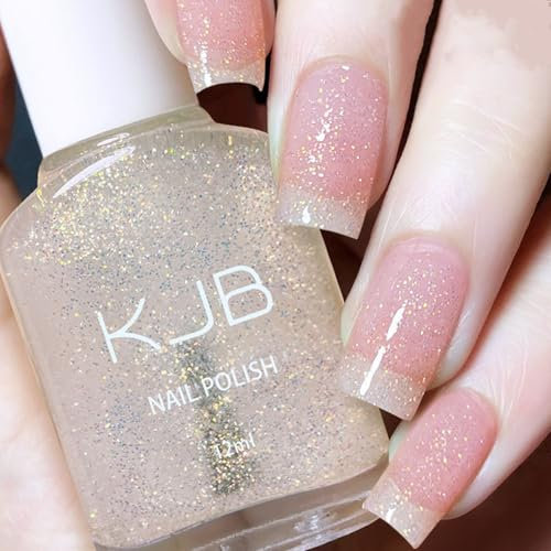 Glitter Nail Polish - Silver Glitter Nail Varnish - Quick Dry Diamond Flash Clear Glitter Nail Polish - Sparkle Long Lasting Polish - No Need Baking for DIY Nail Art Manicure at Home
