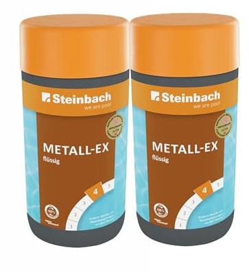 STEINBACH Metall-EX flüssig 2 l | entfernt Eisen, Kupfer & Metallablagerungen im Pool | gegen Trübungen & Ablagerungen an Einbauteilen | einfache Anwendung | für alle Pooltypen geeignet