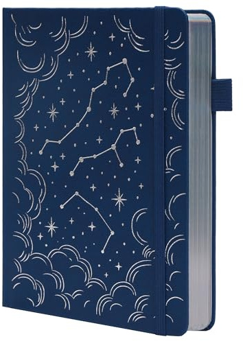 TIEFOSSI Gepunktetes Notizbuch für Frauen und Männer, A5 Hardcover aus PU Leder, Notizbuch Dotted zum Schreiben und Skizzieren, 160 g/m² Dickes Papier, 192 Nummerierte Seiten, Silber Rand