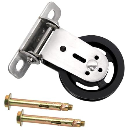 Umlenkrollen 88mm, 180° Drehbar mit Montageschrauben, Edelstahl Seilrolle für Drahtseil & Stahlseil, Tragkraft 136kg, für DIY Gym Fitnessgeräte, Rolltor, Wand, Decke, Boden