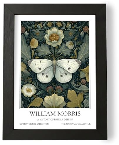 Fans Favourites William Morris - Vintage Art Noevua British Prints, Botanical Wall Art, A History of British Design Collection (White Butterfly, A3, Unframed)