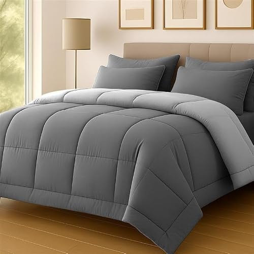 Lazzaro King Size Duvet 10.5 Tog Grey Thick & Cosy For Warm Nights - Quilt for Summer, Autumn & Winter - Designed in UK, King Size Bedding Non-Allergenic, Easy Care Machine Washable Duvet
