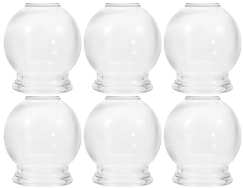 Ensemble de Ventouses Chinoises en Verre 6 Pièces pour Massage | Tasses de Verre Épaissi, Forte Adsorption, Usage Manuel, Format 2,76x2,36 Pouces, Lot Pratique