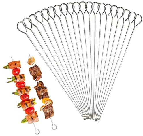 20 PCS Stainless Steel BBQ skewers,Kebab Skewers,Barbecue Needle,Reusable BBQ Grilling Kabob Skewer,for Grilling,Outdoor Barbecues,Oven,Air Fryer and Party Cooking Accessories(30cm)