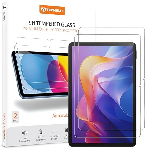 Techsuit Displayschutzfolie 2er Pack für Xiaomi Redmi Pad 2 Gehärtetes Glas mit 9H Härte, HD Klarheit, Stoßschutz, Einfache Installation, ArmorGlass CrystalHD