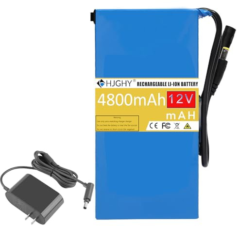HJGHY ,12v,4800mAh, Batteria al Litio Ricaricabile DC 12V 4800mAh 5800mAh 6800mAh 9800mAh per la Maggior Parte dei dispositivi a 12V, Organo elettronico, Strisce LED