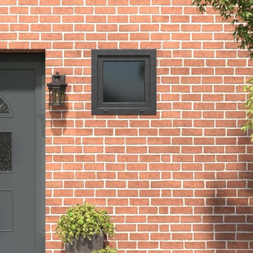 Ordellia Risor - Finestra per cantina, 60 x 60 cm, in PVC e vetro antracite, finestra basculante con vetro isolante, telaio, ante, guarnizione, guarnizione, maniglia, per ventilazione e protezione dal