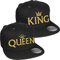 Nashville print factory Snapback Basecap Bestickt mit Motiv Krone | King & Queen Stickerei Partner-Cap für Sie & Ihn (Gold)