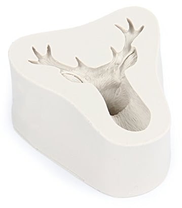 Evilandat Silikon Backform 3D Hirschkopf Schokoladenform Hirsch Kopf Fondant Cookie Backen Form für DIY Cupcake und Weihnachten Kuchen Dekoration Grau