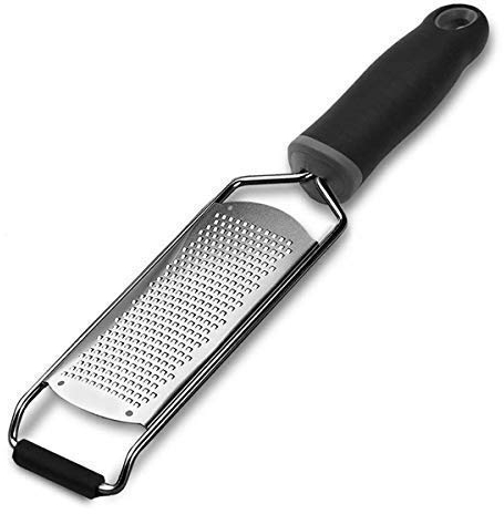 Bi-Komfort Rallador de Queso, Rallador de Limón, Rallador de Cocina, Zester Hecho de Acero Inoxidable, con Mango de Agarre en Goma Blanda, Ideal para Quesos, Parmesanos, Chocolates, Verduras y Frutas