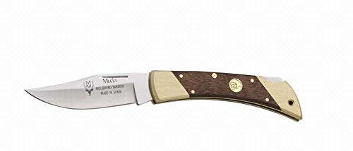Muela Navaja 25-M hoja de acero MoVa de 9 cm y empuñadura de madera natural para Caza, Pesca, Supervivencia y Bushcraft - Realizado en Ciudad Real