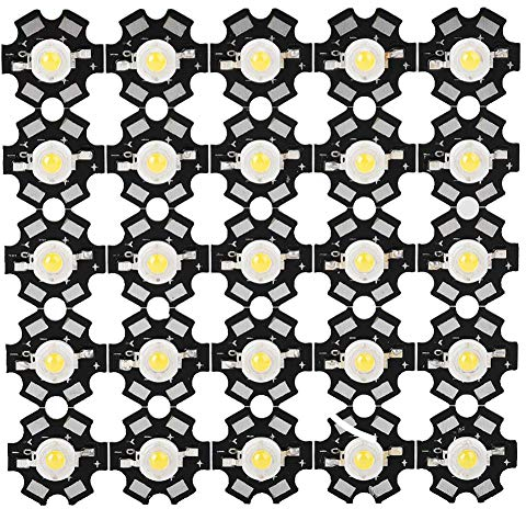 Riuty 25 UNIDS Chip LED, Alta Potencia Led Chip - 3W Fuente de Luz de Chip Integrada de Alto Rendimiento de Grano Foco LED Foco para Bombilla Lámpara Granos Iluminación DIY(4000-4500K)
