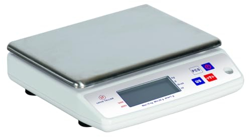 LOUIS TELLIER - Balanza Electrónica Profesional – 10 kg - IP53 - Precisión 1 g - Bandeja Extraíble de Acero Inoxidable - Cocina - Panadería – 22 x 16,5 cm
