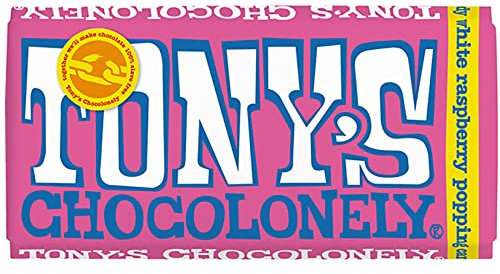 Tony's Chocolonely White Raspberry Popping Candy Chocolate Bar - 180g White Chocolate, Gift, Vegetarian - Belgian Fairtrade Chocolate