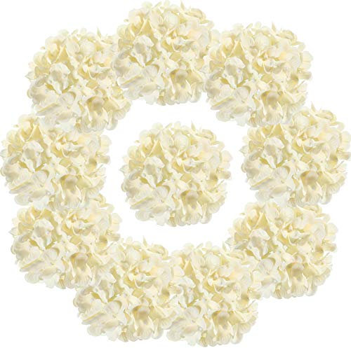 LUSHIDI Hortensienköpfe aus Seide, mit Stiel, künstliche Blumen für Hochzeit, Party, Heimdekoration (Champagner), 10 Stück