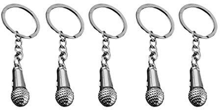 Milisten Couples Keychain Handbag Charms 5pcs Microphone Keychains Bag Purse Charms Music Lover for Men Women Funny Key Ring Handbag Charms Car Key Chain