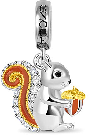 GNOCE Eichhörnchen Charm Anhänger Sterling Silber Tier Charm mit Zirkonia Passt Alle Armband/Halskette Mode Schmuck für Frauen Mädchen