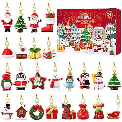 TOYANDONA Calendario Dell'avvento Natalizio con Regalo Conto Alla Rovescia di 24 Giorni 24 Ornamenti Appesi Decorazioni Natalizie Conto Alla Rovescia per Decorazioni Natalizie Natalizie